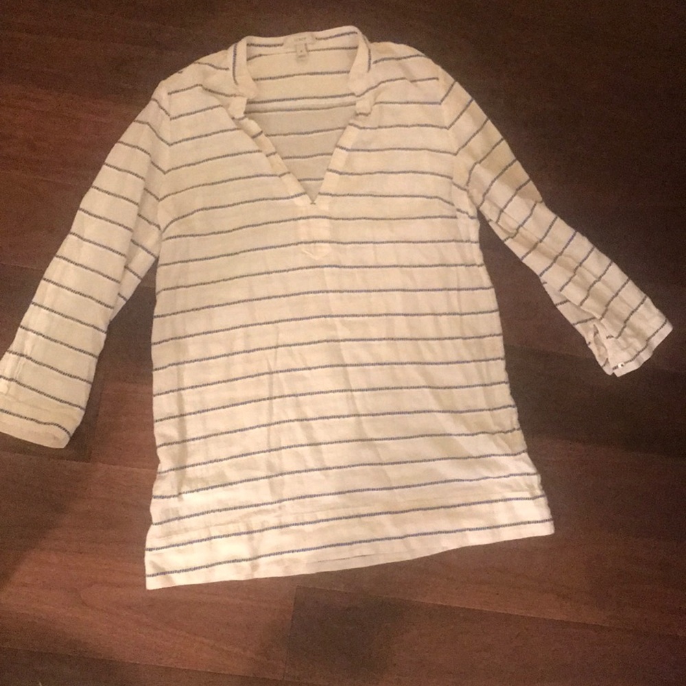 J.Crew Striped Linen Tunic Swim Cover-up